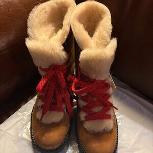 J. Crew Women's Sz 7 Nordic Winter Hiking Boots Chestnut Brown Ankle Boots